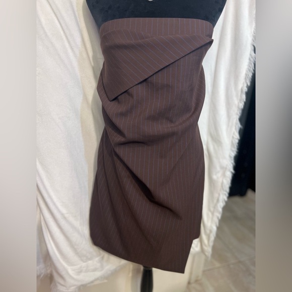 🤎💙ZARA Pinstripe Strapless Mini Dress🤎SZ XXL💙NWT - Picture 3 of 16